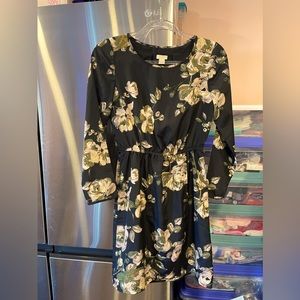 J.Crew Factory floral long sleeve lined dress. Size 00